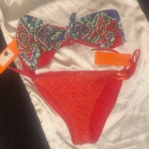 Hale Bob Red and Blue Paisley Bikini
